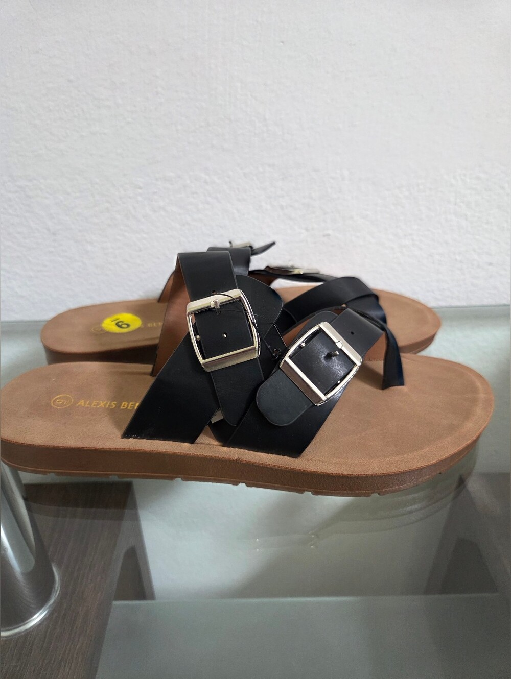 Alexis Bendel Shoes Alexis Bendel Black Double-Buckle Slide Sandals Size 9